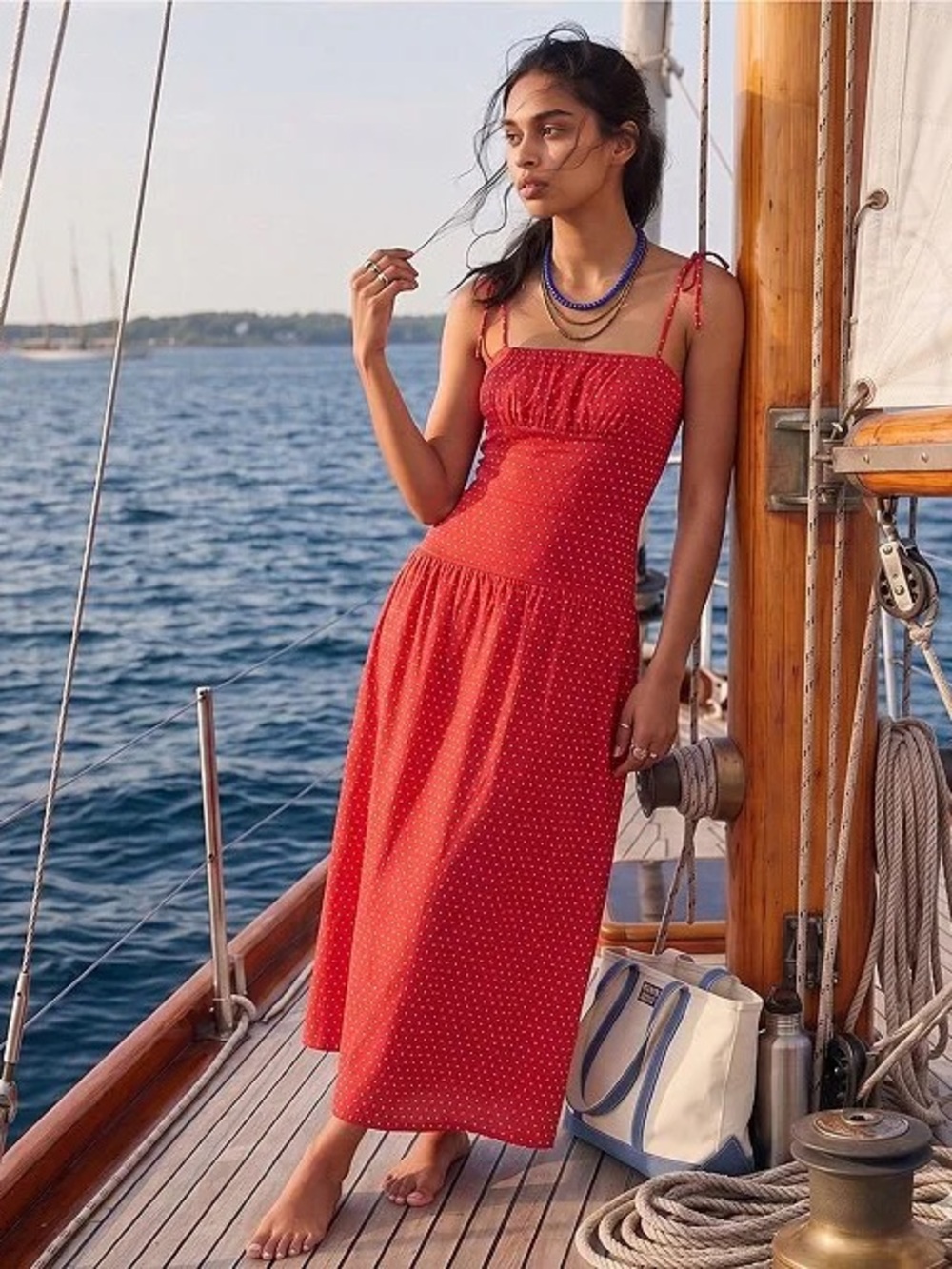 Gianni Bini Red Polka Dot Maxi Dress